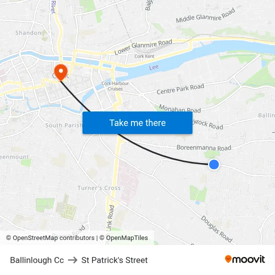 Ballinlough Cc to St Patrick's Street map