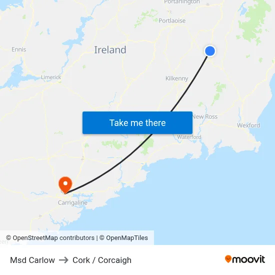 Msd Carlow to Cork / Corcaigh map