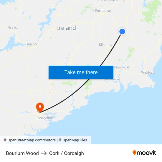 Bourlum Wood to Cork / Corcaigh map