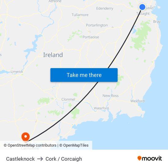 Castleknock to Cork / Corcaigh map