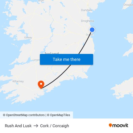 Rush And Lusk to Cork / Corcaigh map