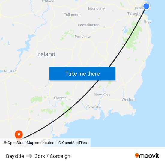 Bayside to Cork / Corcaigh map
