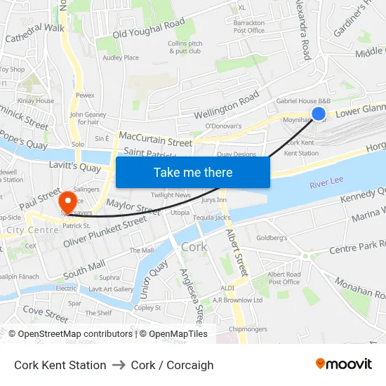 Cork Kent Station to Cork / Corcaigh map