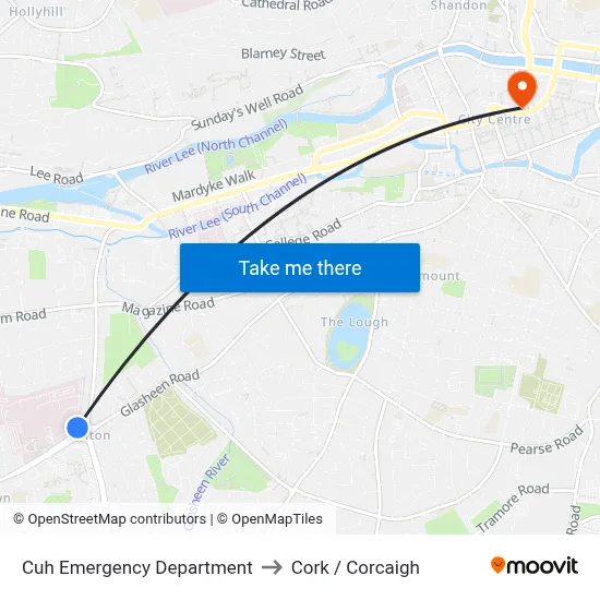 Cuh Emergency Department to Cork / Corcaigh map