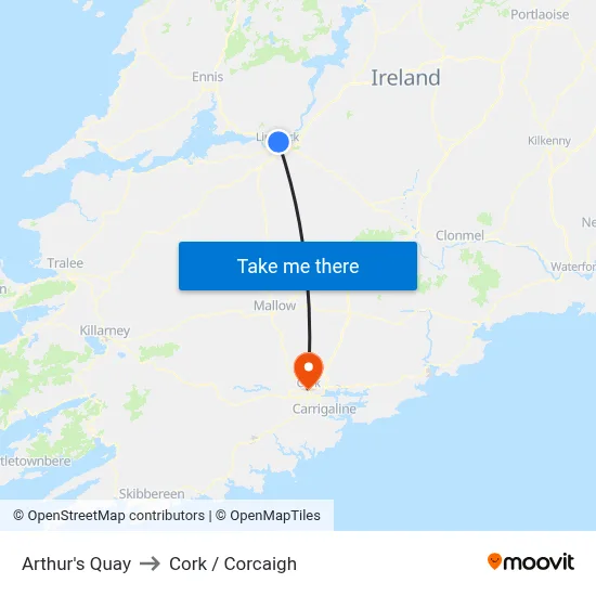 Arthur's Quay to Cork / Corcaigh map