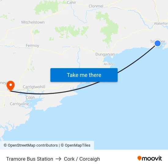 Tramore Bus Station to Cork / Corcaigh map