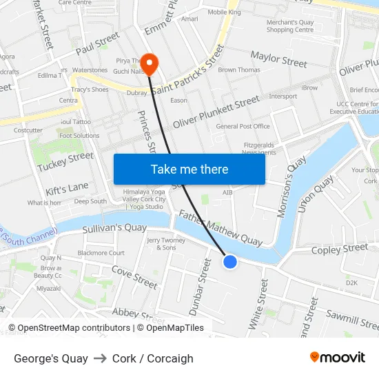 George's Quay to Cork / Corcaigh map