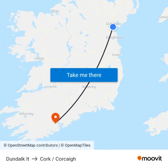 Dundalk It to Cork / Corcaigh map