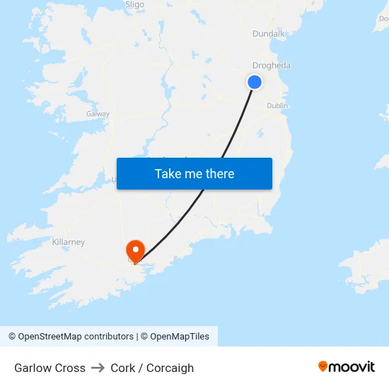 Garlow Cross to Cork / Corcaigh map