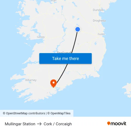 Mullingar Station to Cork / Corcaigh map