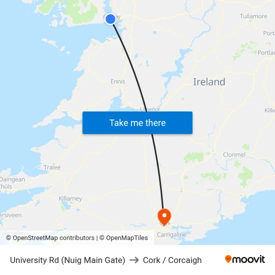University Rd (Nuig Main Gate) to Cork / Corcaigh map