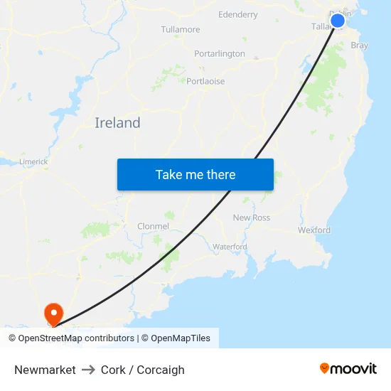 Newmarket to Cork / Corcaigh map