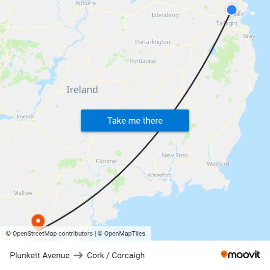 Plunkett Avenue to Cork / Corcaigh map
