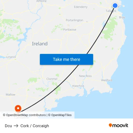 Dcu to Cork / Corcaigh map