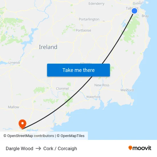 Dargle Wood to Cork / Corcaigh map