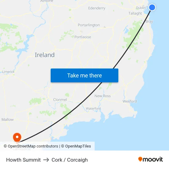Howth Summit to Cork / Corcaigh map