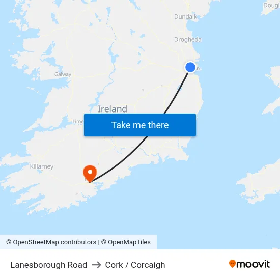 Lanesborough Road to Cork / Corcaigh map