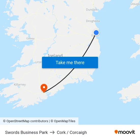 Swords Business Park to Cork / Corcaigh map