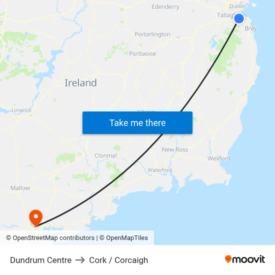 Dundrum Centre to Cork / Corcaigh map