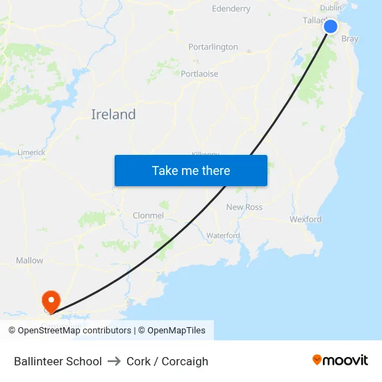 Ballinteer Sch to Cork / Corcaigh map