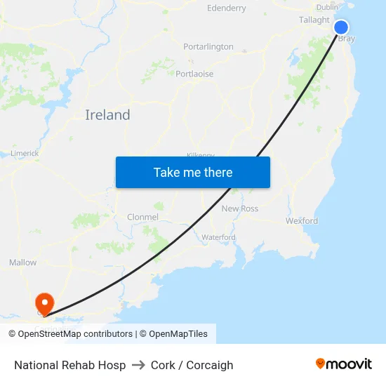 National Rehab Hosp to Cork / Corcaigh map