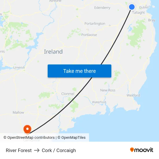 River Forest to Cork / Corcaigh map