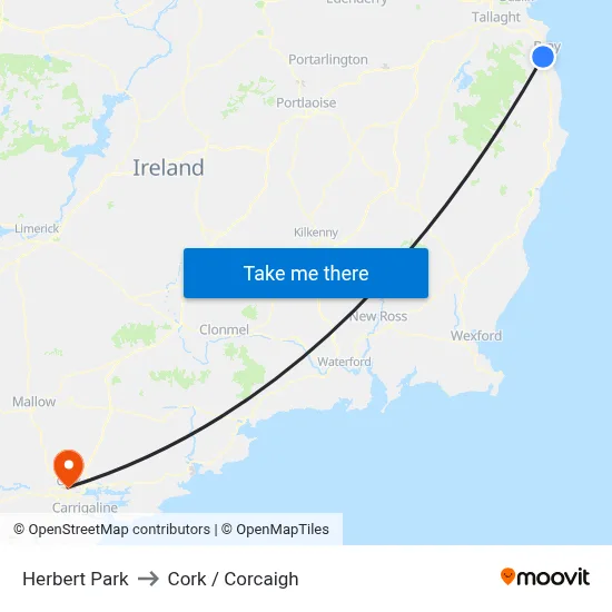 Herbert Park to Cork / Corcaigh map