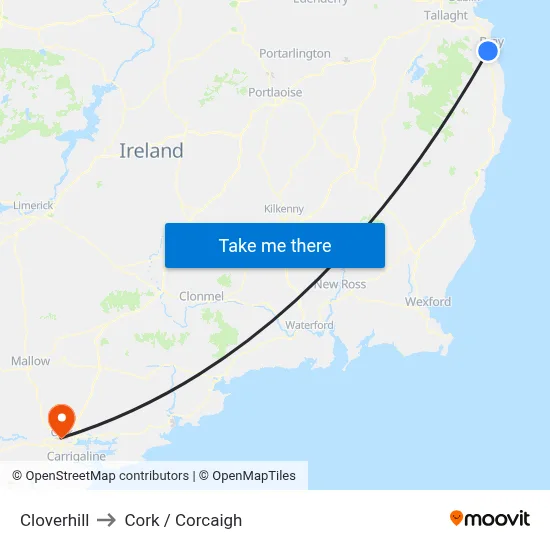 Cloverhill to Cork / Corcaigh map