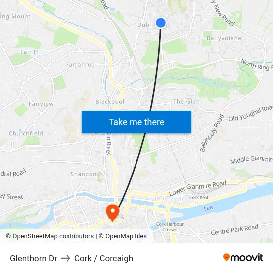 Glenthorn Dr to Cork / Corcaigh map