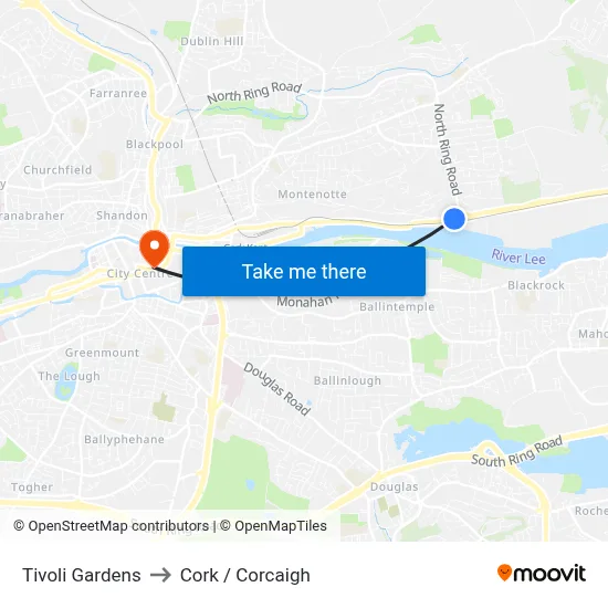 Tivoli Gardens to Cork / Corcaigh map