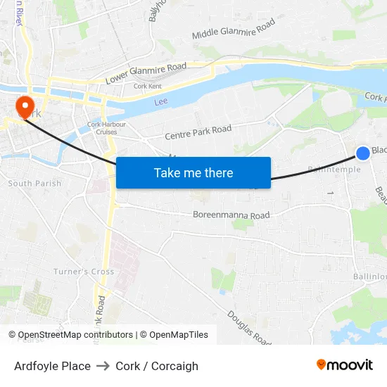 Ardfoyle Place to Cork / Corcaigh map