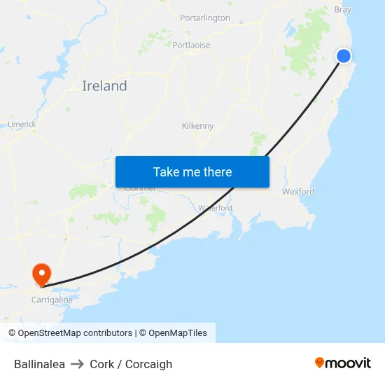 Ballinalea to Cork / Corcaigh map