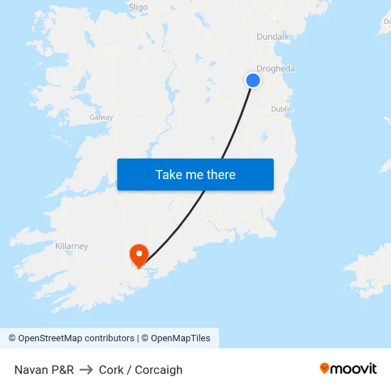 Navan P&R to Cork / Corcaigh map