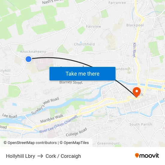 Hollyhill Lbry to Cork / Corcaigh map