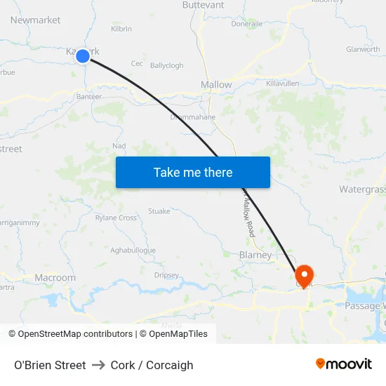O'Brien Street to Cork / Corcaigh map