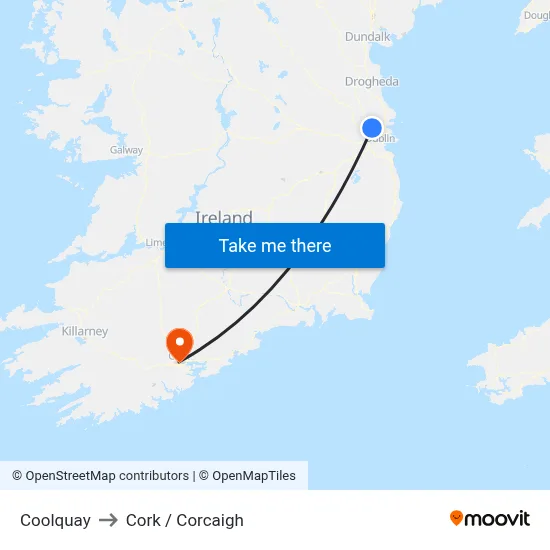 Coolquay to Cork / Corcaigh map