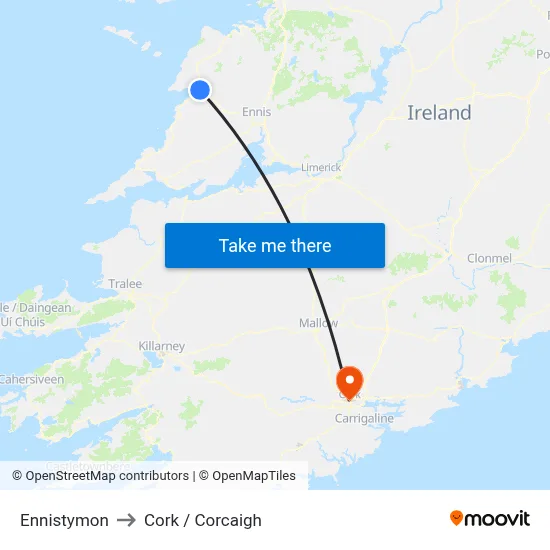 Ennistymon to Cork / Corcaigh map