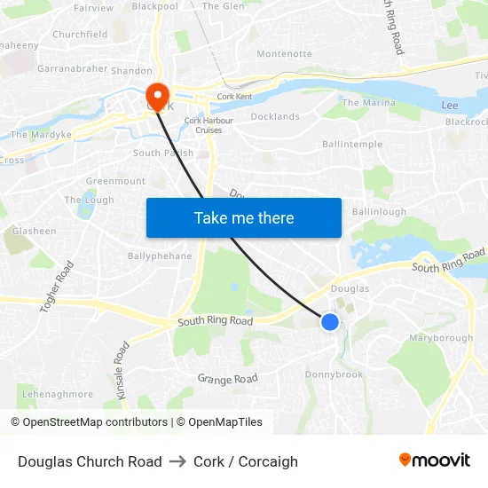 Douglas CH Rd to Cork / Corcaigh map
