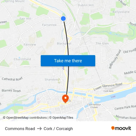 Commons Road to Cork / Corcaigh map