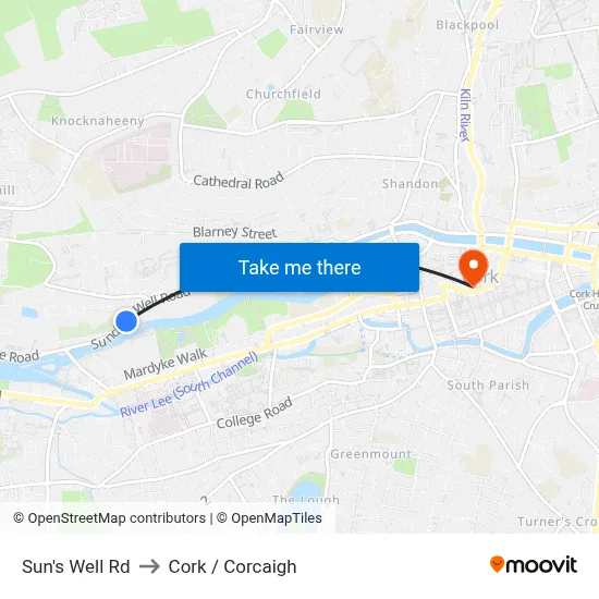 Sun's Well Rd to Cork / Corcaigh map