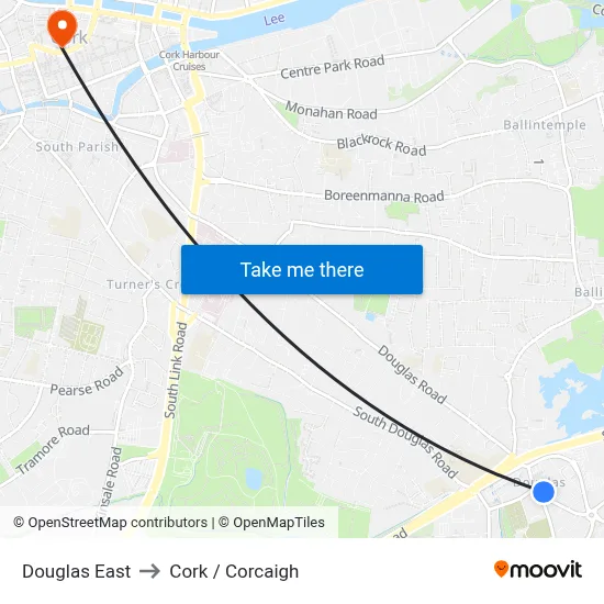 Douglas East to Cork / Corcaigh map