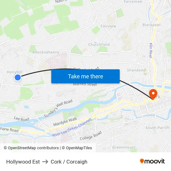Hollywood Est to Cork / Corcaigh map