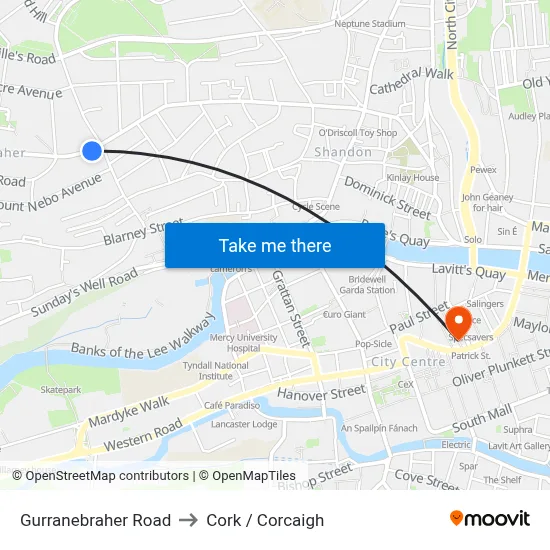 Gurranebraher Road to Cork / Corcaigh map
