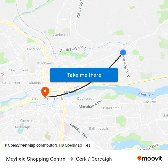 Mayfield Shopping Centre to Cork / Corcaigh map