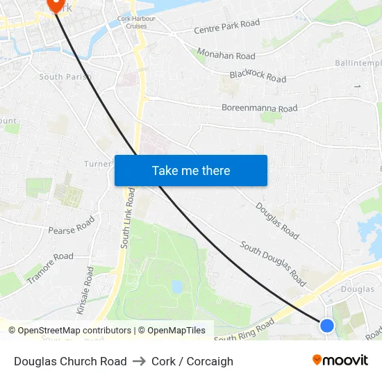 Douglas Church Road to Cork / Corcaigh map