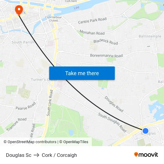 Douglas Sc to Cork / Corcaigh map
