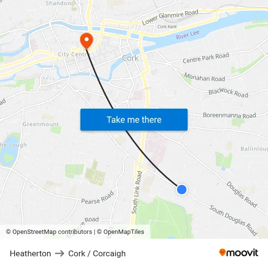 Heatherton to Cork / Corcaigh map