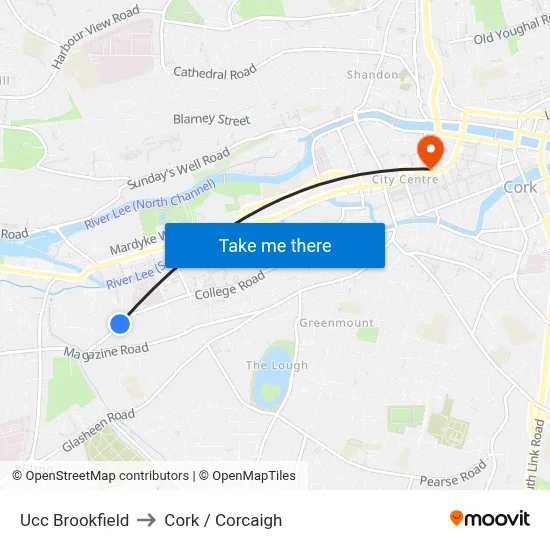 Ucc Brookfield to Cork / Corcaigh map