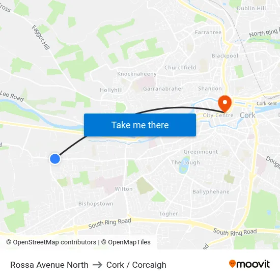Rossa Avenue North to Cork / Corcaigh map