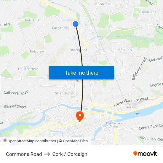 Commons Road to Cork / Corcaigh map